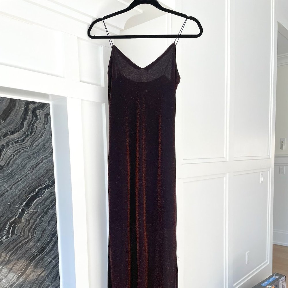 Topshop Sparkly Long Spaghetti Straps Dress